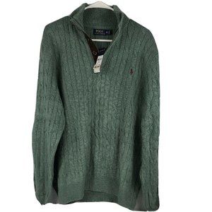 NWT Ralph Lauren Polo green cable Tussah Silk 1/4